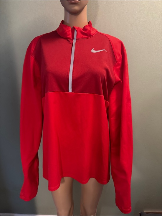 Nike Other - Nike Red Men's Quarter-Zip Pullover with White Zip Placket